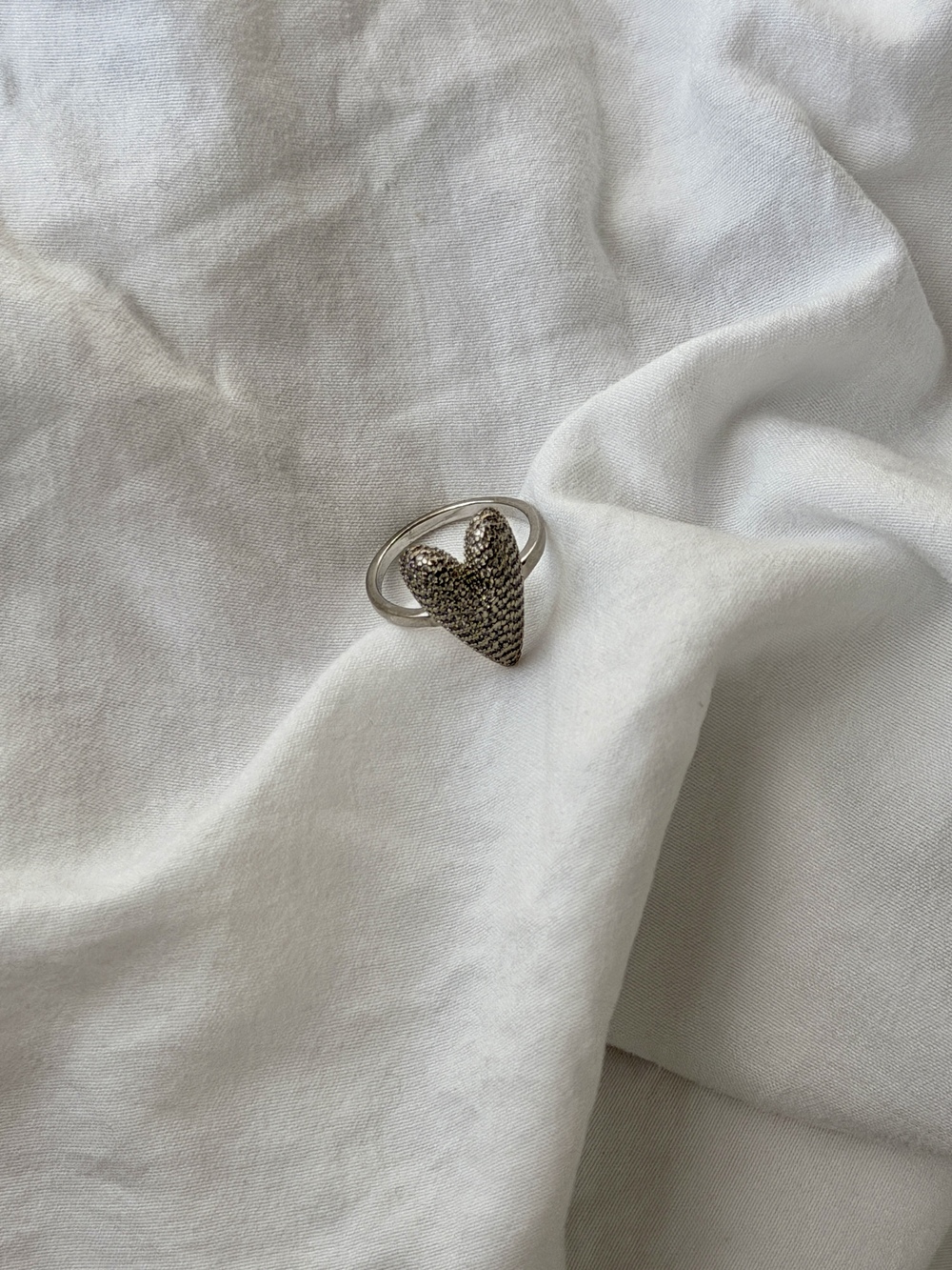 Zirconia Setting Heart Silver Plated Ring